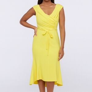 City Goddess Women's Easter Yellow Midi Mermaid Cocktail Dress Size 8 Sleeveless